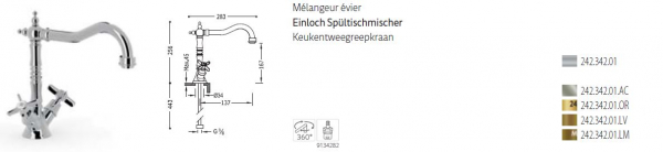 Tres Cuisine Küchenarmatur Wasserhahn für Spültisch 24234201, exklusives Design für Ihre Küche