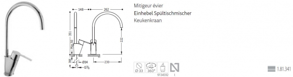 Tres Einhebel Spültischmischer Küchen-Armatur 181341, modernes Design für Ihre Küche