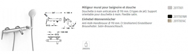 Tres Fuji Badewannenarmatur Einhebel-Wannenmischer 28117001