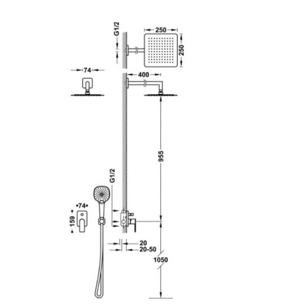 Tres Loft-Tres Duschset Duschkombination mit Handbrause 20018011, modernes Design für Ihr Badezimmer