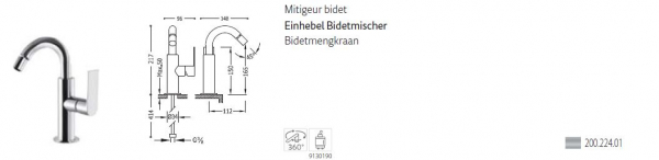 Tres Loft-Tres Einhebel Bidet-Waschtischmischer Wasserhahn 20022401, modernes Design für Ihr Badezimmer