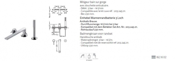 Tres Max-Tres Badewannen-Armatur Wannenrand-Batterie 06216102, modernes Design für Ihr Badezimmer