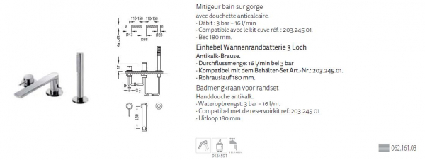 Tres Max-Tres Badewannen-Armatur Wannenrand-Batterie 06216103, modernes Design für Ihr Badezimmer