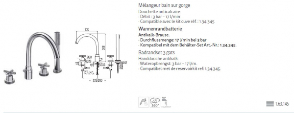 Tres Max-Tres Badewannen-Armatur Wannenrand-Batterie 163145, modernes Design für Ihr Badezimmer