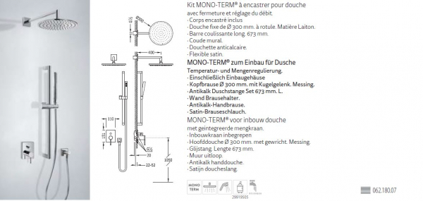 Tres Mono-Term Duschset Duschkombination mit Handbrause 06218007, modernes Design für Ihr Badezimmer