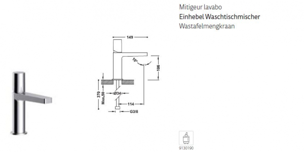 Tres Project-Tres Waschtischmischer Einhebel-Armatur Wasserhahn 21110302/21110301, modernes Design für Ihr Bad