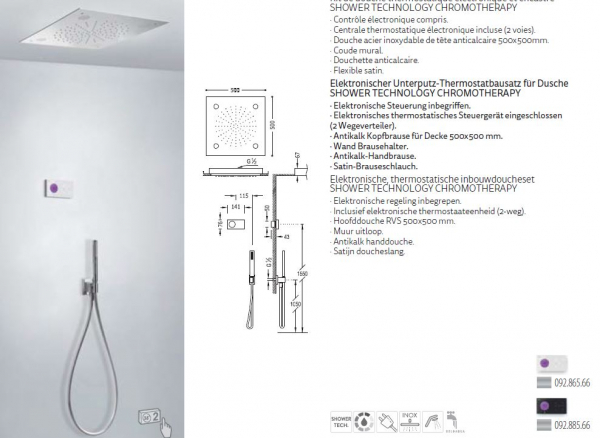 Tres Shower Technology elektronisches Duschset 09286566/09288566, modernes Design für Ihr Badezimmer