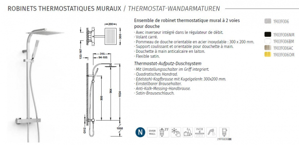 Tres Slim Exclusive Aufputz-Duschsystem 19039306