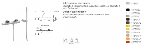 Tres Study Exclusive Einhebel Duschmischer Handbrause 26116701