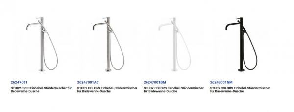 Tres Study Exclusive Standarmatur Wasserhahn bodenstehend für Badewanne mit Handbrause, Design für Ihr Badezimmer