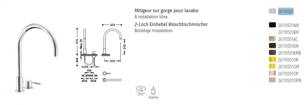 Tres Study Exclusive Waschtischmischer Einhebel-Armatur Wasserhahn 26110501