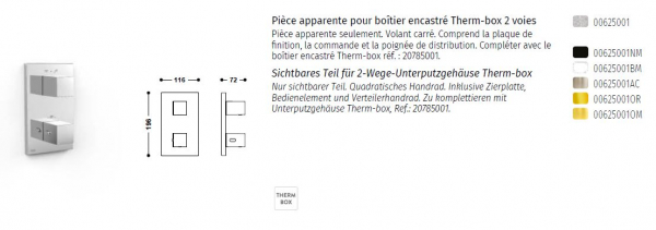 Tres Therm-box sichtbares Teil für 2-Wege-Unterputzgehäuse 00625001