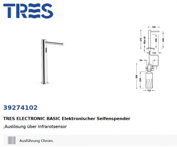 Tres elektronischer Seifenspender mit Infrarotsensor 39274102