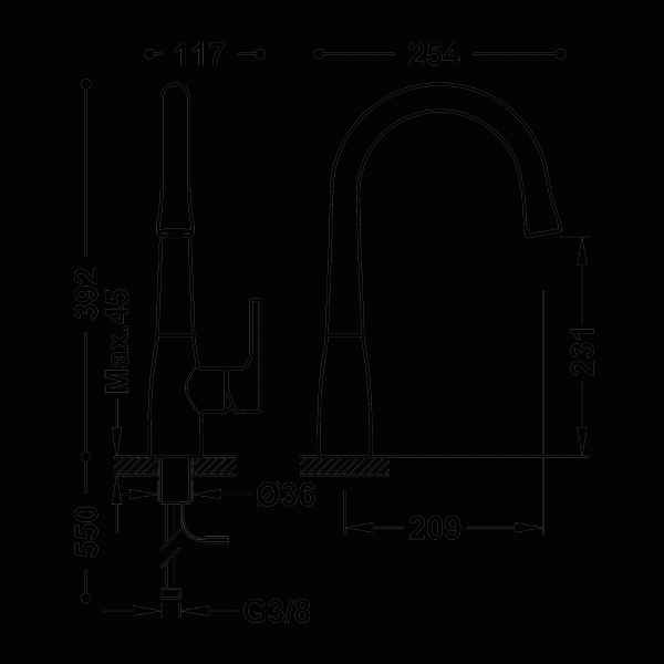 Tres elektronischer Wasserhahn für Küche Tempo standard Anti-Covid Küchenarmatur 09244601