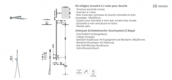 Tres exclusive Cuadro Duschset Duschsystem Unterputz 00698003