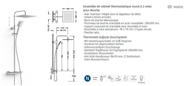 Tres selection Max Thermostat Duschset Duschsystem 19038702