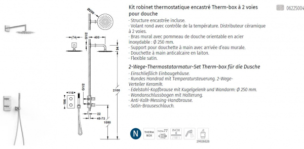 Tres selection Max Thermostat Duschset Duschsystem Therm-box 06225004