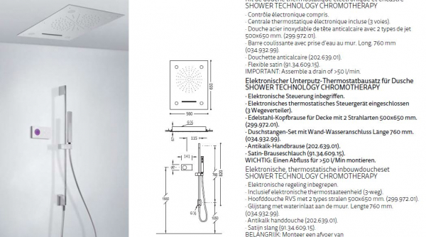 Tres Shower Technology 092.863.01/092.883.01 Duschset mit elektronischer Bedienung