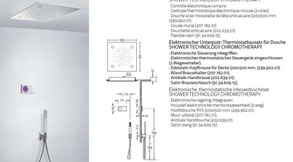 Tres Shower Technology 09286562 Duschset mit elektronischer Bedienung