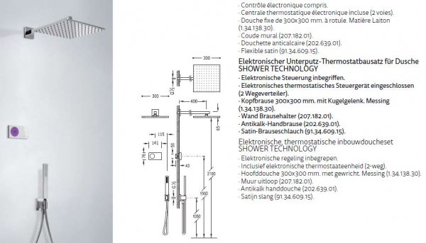 Tres Shower Technology 09286563 Duschset mit elektronischer Bedienung