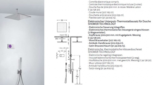 Tres Shower Technology 09286564 Duschset mit elektronischer Bedienung