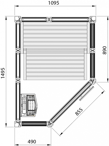 TylöHelo Saunakabine Impression Corner Ecksauna Sauna von Tylö