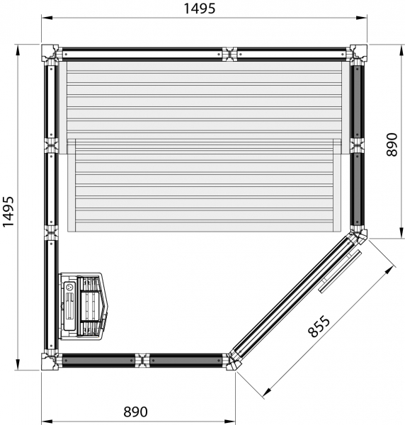 TylöHelo Saunakabine Impression Corner Ecksauna Sauna von Tylö