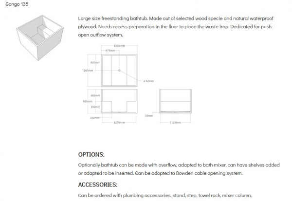 Unique Wood Design Holzbadewanne Gongo Sitzbadewanne aus Holz UWD