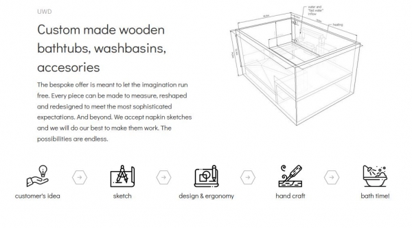 Unique Wood Design runde Holzbadewanne Munai freistehende Badewanne aus Holz UWD