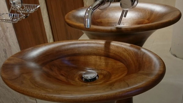 Unique Wood Design Holzwaschbecken Dagami Standwaschbecken freistehend aus Holz
