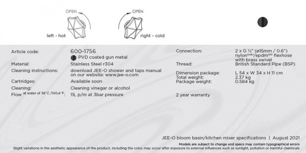 Jee-O bloom basin mixer Wasserhahn Waschtischmischer