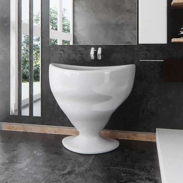 ZAD Italy Adamantx® Standwaschbecken Calice Säulen-Waschtisch Standmontage, italienisches Luxus-Design für Ihr Traumbad