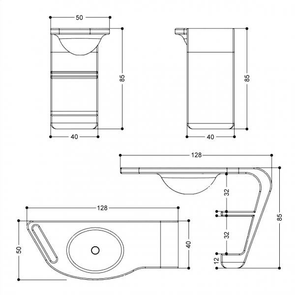 ZAD Italy Adamantx® Waschtischblock Vabo Waschtisch mit Korpus Standmontage, italienisches Luxus-Design für Ihr Traumbad