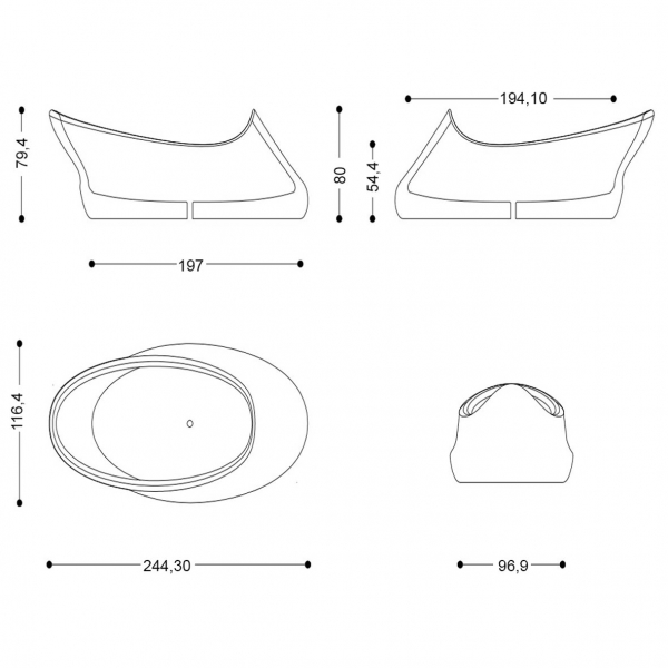 ZAD Italy Adamantx® freistehende ergonomische Badewanne Shoes, italienisches Luxus-Design für Ihr Traumbad