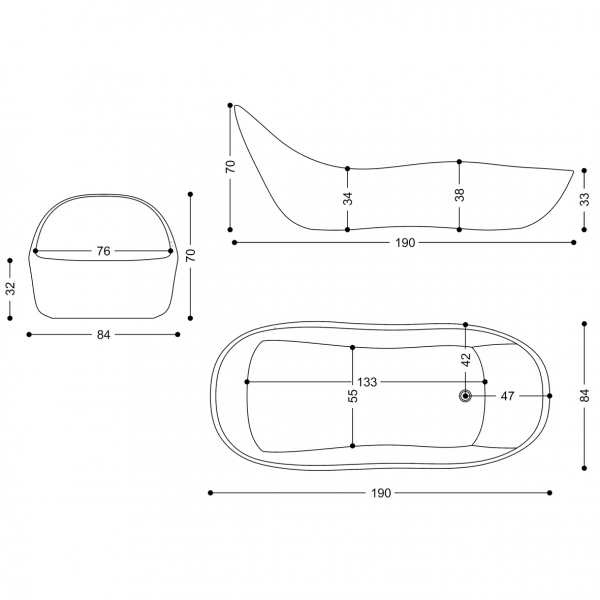 ZAD Italy Adamantx® freistehende ergonomische Badewanne Wave, italienisches Luxus-Design für Ihr Traumbad