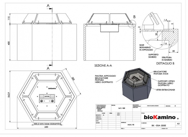 bioKamino Hexago Standkamin Ethanolkamin Fireplace Feuerstelle