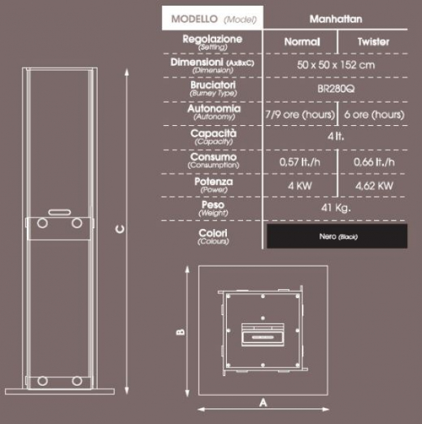 Ethanol Standkamin Manhattan von bioKamino