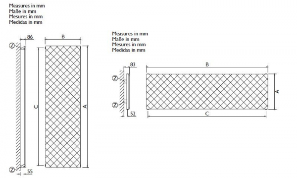 Quilt black steel horizontal oder vertikal Designheizkörper Heizkörper von Deltacalor