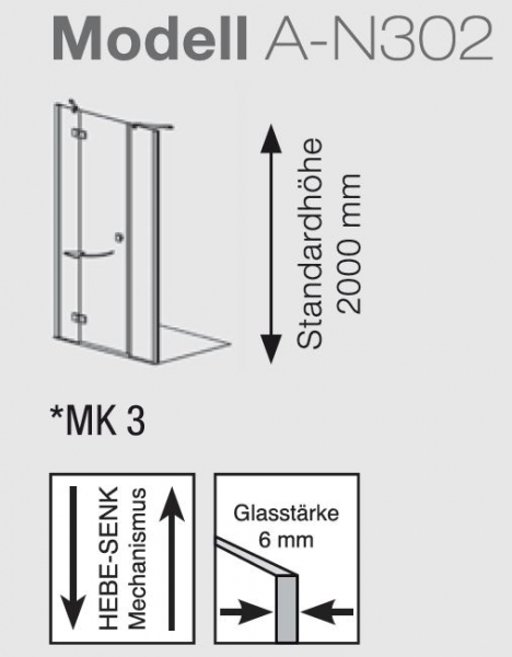 Geo Duschabtrennung Nische A-N302 maw flex