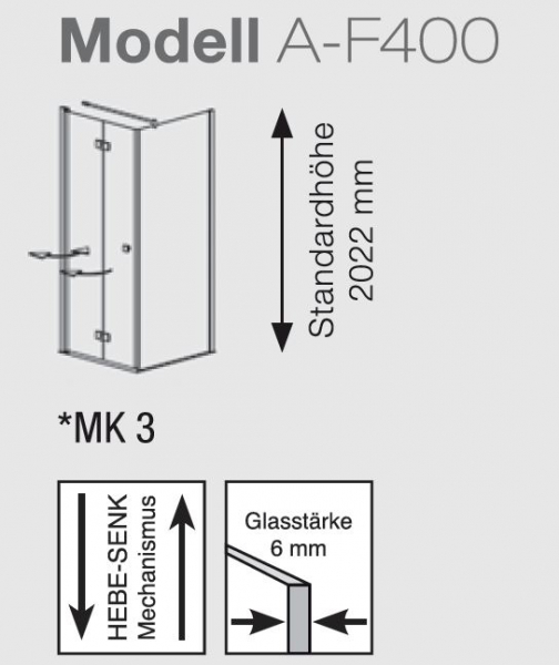 Geo Falttür mit Seitenwand Eckdusche A-F400 maw flex