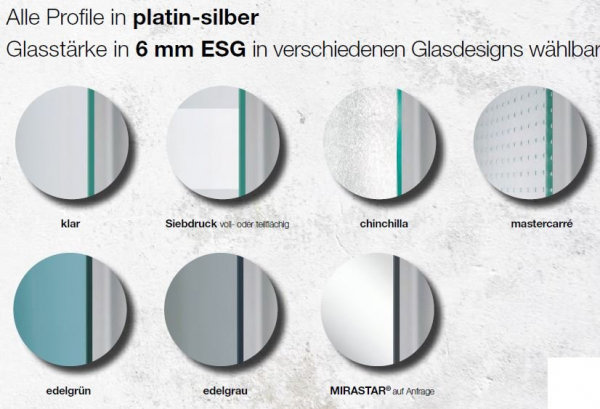 Geo Schwenktür mit 2 Festteilen für Nische A-N202 maw flex