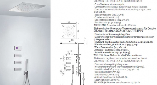 Tres Shower Technology 092.863.10/092.883.10 Duschset mit elektronischer Bedienung