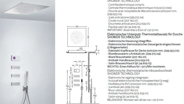 Tres Shower Technology 092.863.12/092.883.12 Duschset mit elektronischer Bedienung