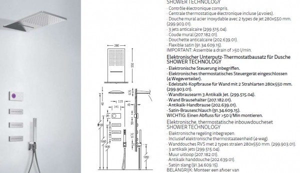 Tres Shower Technology 09286408 Duschset mit elektronischer Bedienung