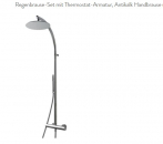 Treemme Regenbrause-Set Duschset mit Thermostat-Armatur, Antikalk Handbrause und Kopfbrause 6522