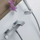 Tres cuadro-tres Armatur für Badewanne mit Handbrause und Schlauch